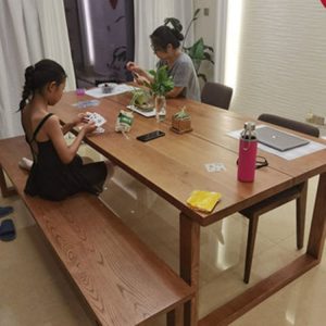 Bộ Bàn Ghế Kết Hợp Nhà chữ nhật Bàn Ăn Gỗ Tần Bì Mobien Bảng Lớn Bàn Ăn