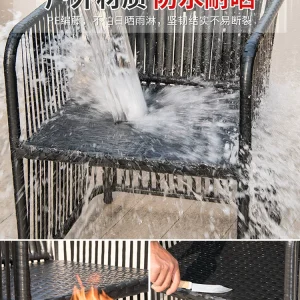 Bộ bàn ghế ngoài trời, ghế mây giải trí ngoài trời, bàn cà phê sân vườn chứa đồ ngoài trời, ban công bộ ba món đơn giản. - Hình 3