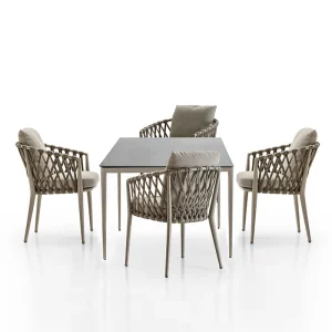 Bộ bàn ghế ngoài trời Phong cách Châu Âu Bộ bàn ghế cafe ngoài trời sân vườn bằng mây không thấm nước