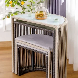 Bộ bàn ghế nhỏ 2 chỗ ngồi bằng nhựa PE chống nước sân vườn Trà trang trí Bàn cà phê Tiết kiệm không gian - Hình 2