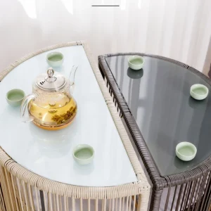 Bộ bàn ghế nhỏ 2 chỗ ngồi bằng nhựa PE chống nước sân vườn Trà trang trí Bàn cà phê Tiết kiệm không gian - Hình 4