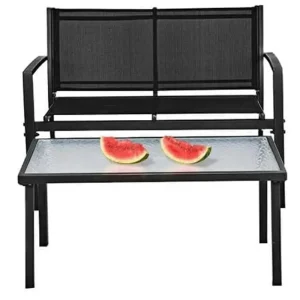 Bộ bàn ghế sân hiên Wfs,Bộ trò chuyện trong hiên,Bàn cà phê sofa,Sàn sân vườn,4 món, Thép,1 người (Đen) - Hình 4