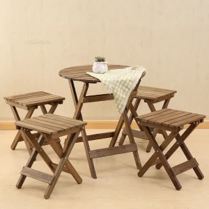 Bộ Bàn Ghế Sân Vườn Hiện Đại Gỗ Chắc Chắn Gấp Bàn Ăn Di Động Ngoài Trời Sân Sân Thượng Bộ Nhà Bàn Học Z - Hình 4