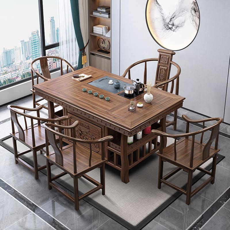 Bộ bàn ghế trà gỗ nguyên khối văn phòng tiếp khách đàm phán pha trà Bộ Bàn trà nhà phòng khách Trung Quốc tích hợp nước sôi pha trà Bộ bàn ghế trà gỗ nguyên khối văn phòng tiếp khách đàm phán pha trà Bộ Bàn trà nhà phòng khách Trung Quốc tích hợp nước sôi pha trà