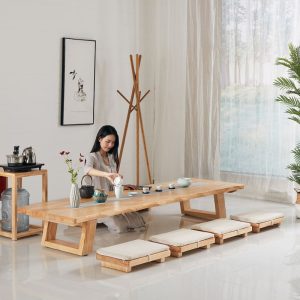 Bộ bàn ghế trà tatami kiểu Nhật – Thiết kế gỗ cứng, bàn trà ngồi truyền thống, phong cách tối giản