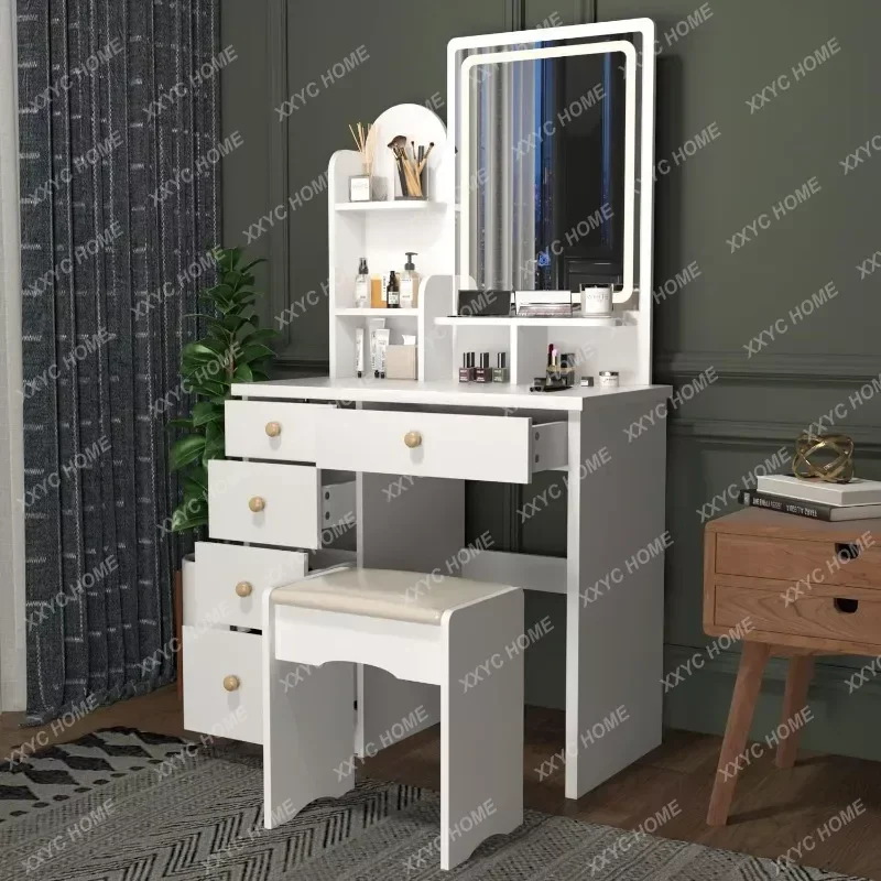 Bộ bàn trang điểm có ngăn kéo và kệ, bàn trang điểm gỗ có gương chiếu sáng - Hình 2 Bộ bàn trang điểm có ngăn kéo và kệ, bàn trang điểm gỗ có gương chiếu sáng - Hình 2