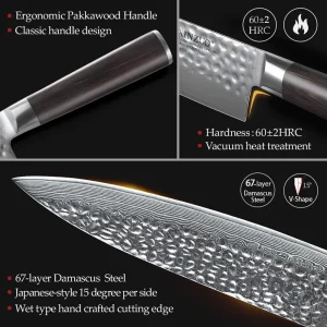 Bộ dao bếp XINZUO cao cấp – Lưỡi thép Damascus sắc bén, tay cầm Pakkawood sang trọng - Hình 3
