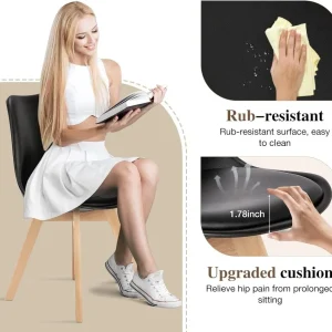 Bộ Ghế Ăn Bộ 4 Ghế Ăn Hiện Đại Giữa Thế Kỷ, Phòng Khách Phòng Ngủ Ghế Ngoài Trời Đệm Da PU Và Gỗ - Hình 3