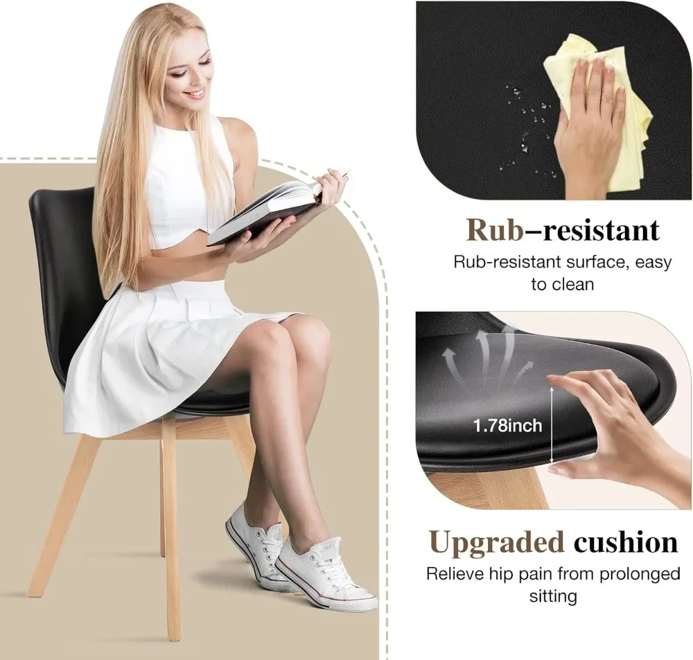 Bộ Ghế Ăn Bộ 4 Ghế Ăn Hiện Đại Giữa Thế Kỷ, Phòng Khách Phòng Ngủ Ghế Ngoài Trời Đệm Da PU Và Gỗ - Hình 3 Bộ Ghế Ăn Bộ 4 Ghế Ăn Hiện Đại Giữa Thế Kỷ, Phòng Khách Phòng Ngủ Ghế Ngoài Trời Đệm Da PU Và Gỗ - Hình 3
