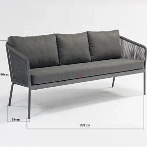 Bộ ghế sofa dây 3 chỗ ngồi Sân vườn ngoài trời Tiện nghi giải trí hoàn chỉnh Văn phòng hoàn chỉnh bằng kim loại băng ghế dài ghế dài - Hình 2