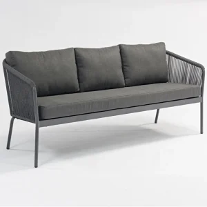 Bộ ghế sofa dây 3 chỗ ngồi Sân vườn ngoài trời Tiện nghi giải trí hoàn chỉnh Văn phòng hoàn chỉnh bằng kim loại băng ghế dài ghế dài