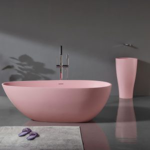 Bồn tắm Đá nhân tạo HONDAO hồng Bồn tắm đứng vệ sinh gia đình Bồn tắm khách sạn homestay nhà tắm căn hộ nhỏ - Hình 2