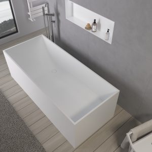 Bồn tắm Độc lập một Bồn tắm đá trắng đẹp Bồn tắm đá nhân tạo khách sạn Bồn tắm acrylic cao cấp - Hình 2
