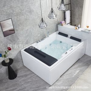 Bồn tắm Nhà máy Phật Sơn cung cấp trực tiếp Bồn tắm đôi vài nhà lướt sóng massage Bồn tắm acrylic dự án khách sạn tắm lớn - Hình 3