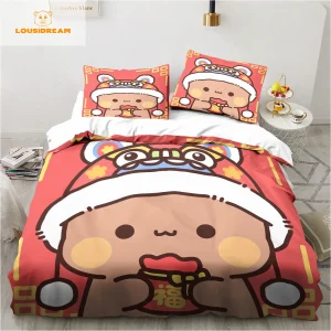 Chăn ga gối Bubu Dudu hoạt hình – Bộ giường ngủ dễ thương tặng quà Giáng Sinh cho cặp đôi - Hình 2