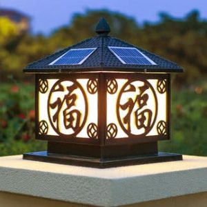 Cột Đèn ngoài trời không thấm nước biệt thự Trung Quốc cổng sân tường cột Đèn ngoài trời năng lượng mặt trời dẫn siêu sáng