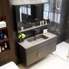 Đá sang trọng nhẹ một tủ phòng tắm kết hợp thông minh hiện đại tối giản chậu rửa chậu rửa gương phòng tắm chậu rửa