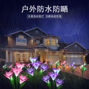 Dây cáp quang lily nông thôn trang trí sân vườn bãi cỏ tiểu cảnh ban công không cần dây cắm Đèn - Hình 2