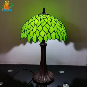 Đèn 12 Inch Đèn Bàn Lá Xanh Tiffany Phong Cách Phòng Khách Để Bàn Thanh Trang Trí Quà Tặng Kính Thời Trang Đế Kim Loại E27 LED 110V 220V 230