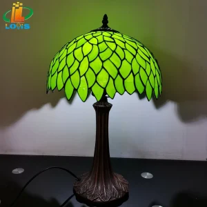Đèn 12 Inch Đèn Bàn Lá Xanh Tiffany Phong Cách Phòng Khách Để Bàn Thanh Trang Trí Quà Tặng Kính Thời Trang Đế Kim Loại E27 LED 110V 220V 230 - Hình 4