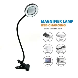 Đèn 2 Trong 1 Kính Lúp Kẹp Đèn Vòng Làm Đẹp Thêu Mi Chăm Sóc Móng Tay Chăm Sóc Mắt Sửa Chữa Để Bàn USB Đầu Giường ánh Sáng - Hình 3