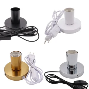 Đèn 5 Màu Đế Đèn Để Bàn Bằng Kim Loại Dây 1.8M E27 E26 Đế Có Công Tắc Bật/Tắt, EU Phích Cắm US Đế Vít Cho Đèn Bàn - Hình 2