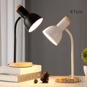 Đèn Bắc Âu Đèn Bàn Trẻ Em Học Đèn Ngủ Gỗ LED Để Bàn Sắt Rèn Cho Phòng Ngủ Đèn Ngủ Để Bàn - Hình 2