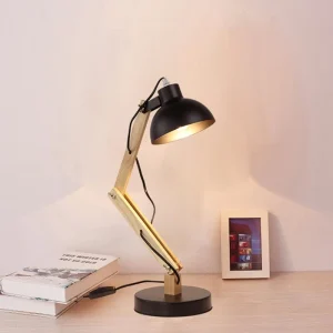 Đèn Bắc Âu Gỗ Chắc Chắn Có Thể Điều Chỉnh Chung Đèn Bàn Hình Tròn Sắt Để Bàn Cho Phòng Ngủ Nghiên Cứu Trang Trí Chiếu Sáng Trong Nhà - Hình 2