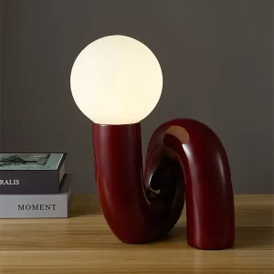 Đèn Bắc Âu Hiện Đại Sáng Tạo Đèn LED Để Bàn Đơn Giản Phòng Khách Phòng Ngủ Đầu Giường Để Bàn Nhựa Đỏ Trang Trí Đèn G9 90-260V - Hình 3