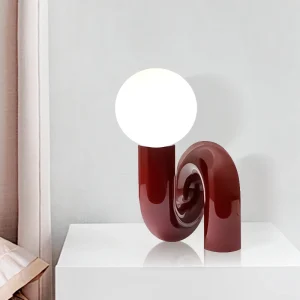 Đèn Bắc Âu Hiện Đại Sáng Tạo Đèn LED Để Bàn Đơn Giản Phòng Khách Phòng Ngủ Đầu Giường Để Bàn Nhựa Đỏ Trang Trí Đèn G9 90-260V - Hình 4
