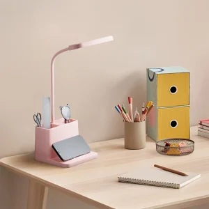Đèn bàn AXX Đèn bàn văn phòng có thể điều chỉnh độ sáng LED cho phòng học Màu hồng dễ thương USB Pin sạc Đèn bàn nhỏ dành cho các cô gái tuổi teen - Hình 2