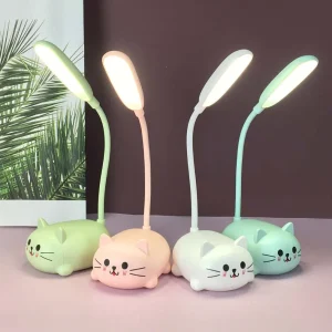 Đèn bàn có thể điều chỉnh Hoạt hình Mèo dễ thương Đèn ngủ USB Đèn LED sạc để bàn Bảo vệ mắt trẻ em Đèn bàn trắng ấm - Hình 2