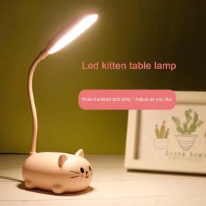 Đèn bàn có thể điều chỉnh Hoạt hình Mèo dễ thương Đèn ngủ USB Đèn LED sạc để bàn Bảo vệ mắt trẻ em Đèn bàn trắng ấm - Hình 3