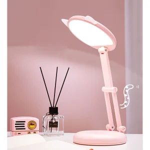Đèn Bàn Gấp Màu Hồng Bảo Vệ Mắt Đèn Bàn Tai Mèo Dễ Thương Đèn Ngủ Di Động Đọc Và Học Tập Để Bàn
