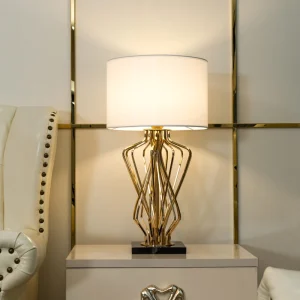 Đèn bàn hiện đại Đèn LED thiết kế bằng đá cẩm thạch vàng Đèn bàn tráng men Đèn bàn hiện đại Đèn ngủ trang trí phòng Đèn học tập Đèn LED Bắc Âu