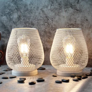Đèn Bàn Kim Loại Màu Trắng Hoạt Động Bằng Pin Đèn Ngoài Trời Đèn Lồng Có Đèn LED Bóng Đèn Edison Cho Đám Cưới Đảng Sân Sự Kiện trang Trí Nhà - Hình 3