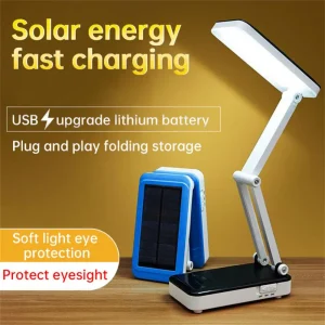 Đèn bàn LED Bảng điều khiển năng lượng mặt trời Sạc USB có thể gập lại Có thể điều chỉnh Tiết kiệm năng lượng Đèn bàn đọc sách Bảo vệ mắt Đèn bàn