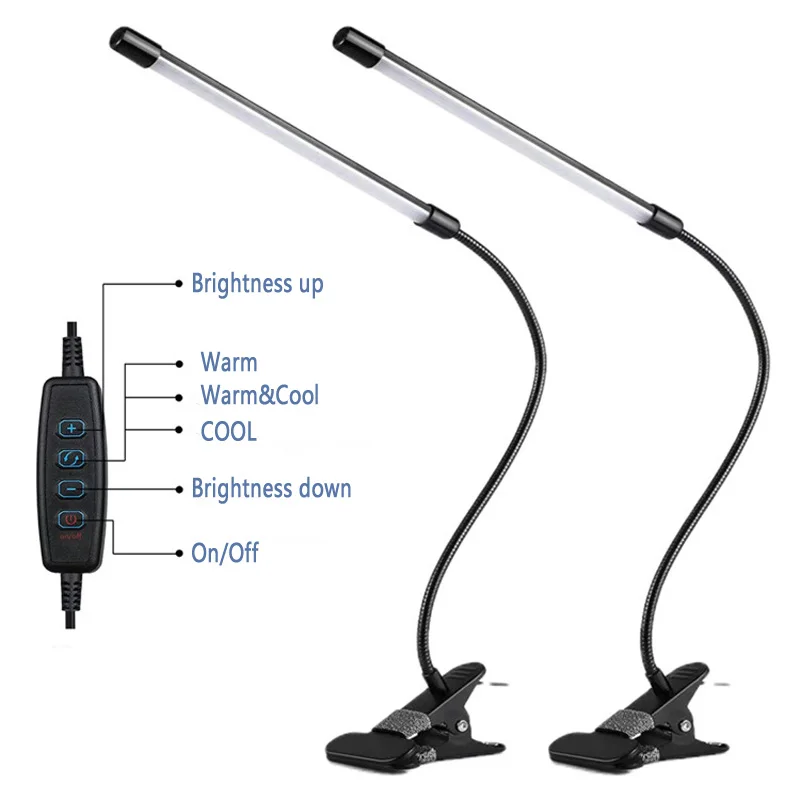 Đèn bàn LED dạng kẹp Bảo vệ mắt Tay lái 360° 3 màu đèn 10 độ sáng Có thể điều chỉnh độ sáng vô hạn Chiều dài cáp 2M 5W USB Po - Hình 3 Đèn bàn LED dạng kẹp Bảo vệ mắt Tay lái 360° 3 màu đèn 10 độ sáng Có thể điều chỉnh độ sáng vô hạn Chiều dài cáp 2M 5W USB Po - Hình 3