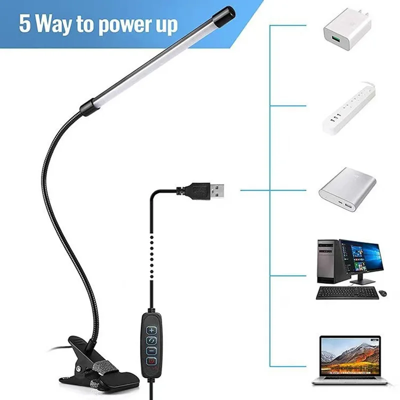 Đèn bàn LED dạng kẹp Bảo vệ mắt Tay lái 360° 3 màu đèn 10 độ sáng Có thể điều chỉnh độ sáng vô hạn Chiều dài cáp 2M 5W USB Po - Hình 4 Đèn bàn LED dạng kẹp Bảo vệ mắt Tay lái 360° 3 màu đèn 10 độ sáng Có thể điều chỉnh độ sáng vô hạn Chiều dài cáp 2M 5W USB Po - Hình 4