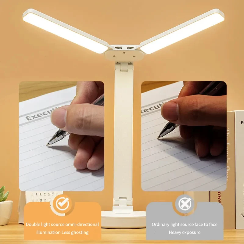 Đèn bàn LED hai đầu, Đèn LED 32 chiếc Đèn bàn chạy bằng pin có sạc USB Đèn bảo vệ mắt cho gia đình/văn phòng - Hình 4 Đèn bàn LED hai đầu, Đèn LED 32 chiếc Đèn bàn chạy bằng pin có sạc USB Đèn bảo vệ mắt cho gia đình/văn phòng - Hình 4