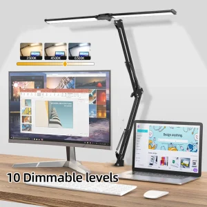 Đèn bàn LED hai đầu Đèn LED màn hình máy tính có thể điều chỉnh độ sáng vô cấp Đèn bàn USB cho văn phòng Nghiên cứu đọc sách Thiết bị chiếu sáng - Hình 2