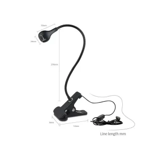 Đèn Bàn LED Ống Linh Hoạt Có Thể Điều Chỉnh Đèn Đọc Sách Học Tập Nguồn USB Màu Đen (Có Kẹp Đèn Bể Cá) - Hình 4