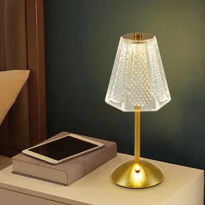 Đèn bàn pha lê kim cương Đèn bàn LED thanh cổ điển Đèn bảo vệ mắt có thể sạc lại USB Đèn ngủ cho phòng ngủ Văn phòng khách sạn - Hình 2