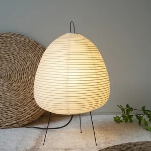 Đèn bàn phong cách Nhật Bản Akari – Thiết kế chân máy, bánh tráng, chiếu sáng ban đêm đầu giường LED E27 - Hình 4