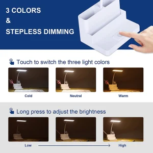 Đèn Bàn Sạc USB Đèn LED Để Bàn Văn Phòng Nghiên Cứu Bàn Đọc Sách Đèn Ngủ Có Bút Chức Năng Giữ Điện Thoại - Hình 3