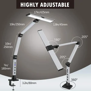 Đèn bàn xoay 144LED có kẹp, cảm ứng và điều chỉnh từ xa Bảo vệ mắt 5 nhiệt độ màu cho văn phòng, phòng ngủ, học tập - Hình 2