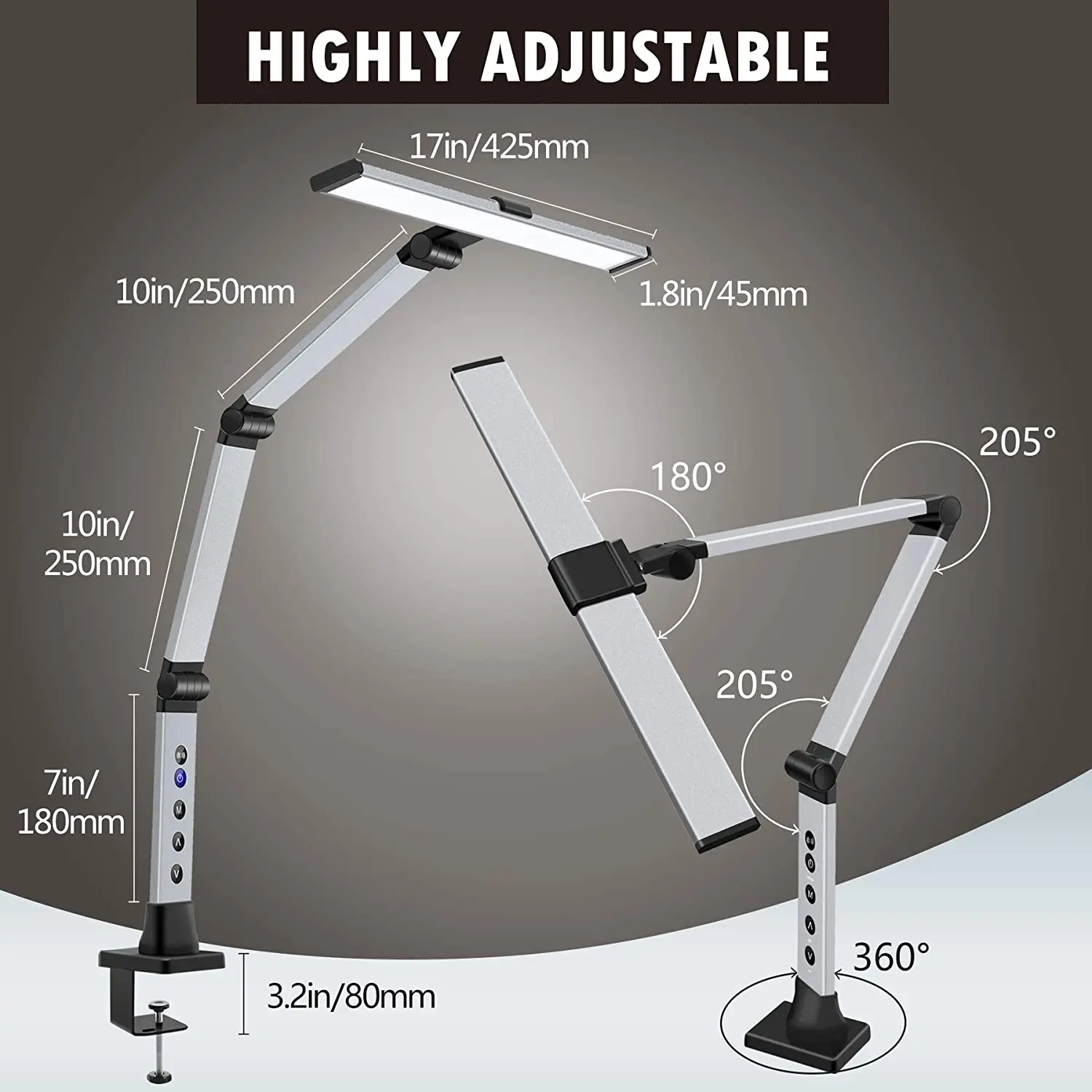 Đèn bàn xoay 144LED có kẹp, cảm ứng và điều chỉnh từ xa Bảo vệ mắt 5 nhiệt độ màu cho văn phòng, phòng ngủ, học tập - Hình 2 Đèn bàn xoay 144LED có kẹp, cảm ứng và điều chỉnh từ xa Bảo vệ mắt 5 nhiệt độ màu cho văn phòng, phòng ngủ, học tập - Hình 2