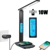Đèn Bộ sạc không dây Sạc USB Chức năng nhiệt độ ngày Đèn bàn văn phòng di động Đèn bàn LED có đồng hồ báo thức