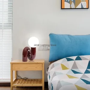Đèn Cao Cấp Thiết Kế Mẫu Mới Nhựa Đỏ Xanh Đèn LED Để Bàn Bóng Thủy Tinh Phòng Ngủ Đầu Giường Để Bàn Phòng Trẻ Em Đèn Trang Trí - Hình 2