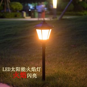 Đèn Chèn cảnh quan ngoài trời Xuất khẩu Đèn bãi cỏ năng lượng mặt trời hàng rào vườn cột đầu Đèn ngọn lửa cổ điển Đèn đa năng - Hình 3